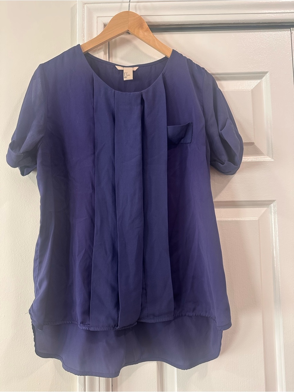 Women's Short Sleeve Pleated Blouse in purple